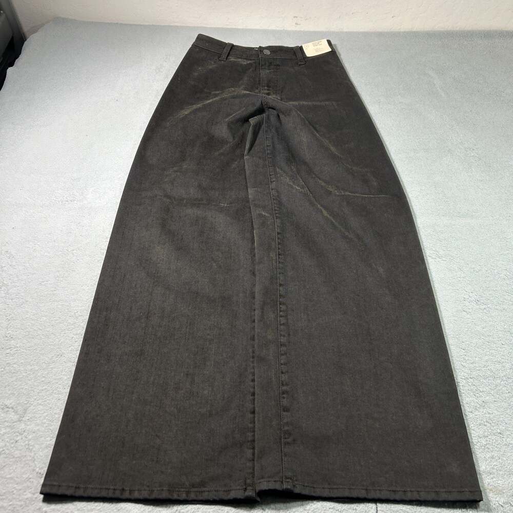 NWT Beyond Baggy Wax Coated Jeans Womens SZ 2 24x28 High Rise Baggie Loose Wide